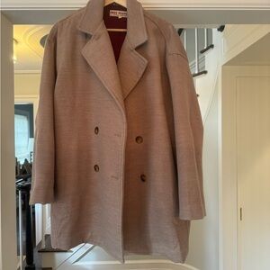Free People Women's Beige Double-Breasted Coat